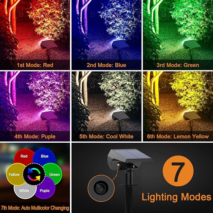 Solar Spot Lights Outdoor Color Changing, Christmas IP65 Waterproof Landscape - Image 5