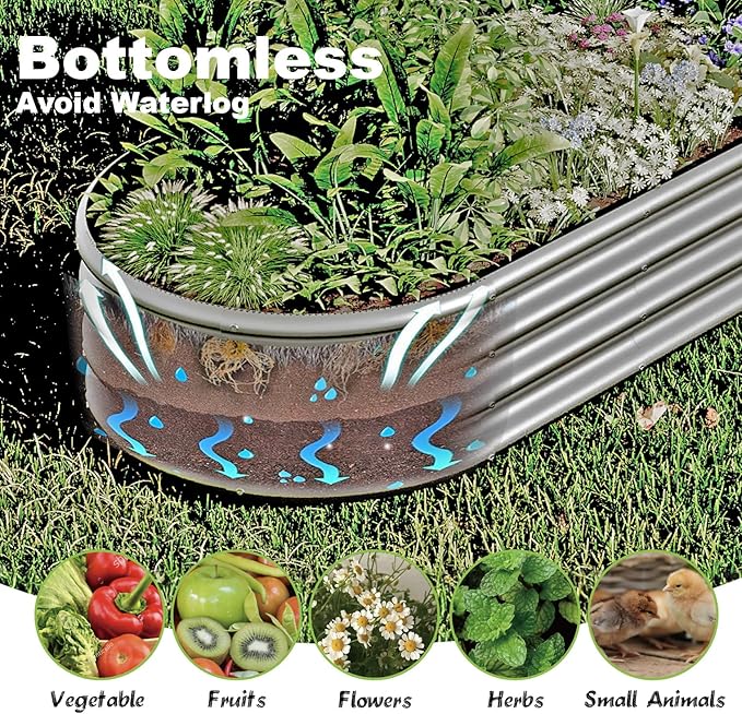 4x2x1ft-2pcs-Oval Raised Garden Bed Kit, Galvanized Planter Garden Boxes Outdoor - Image 5