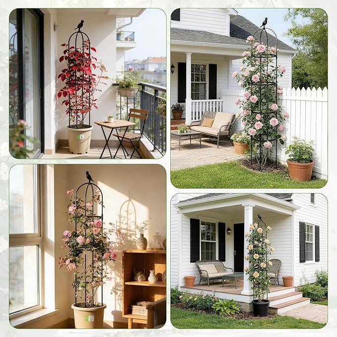 6ft Garden Obelisk Trellis for Climbing Plants-Rustproof Metal Pipe - Image 8