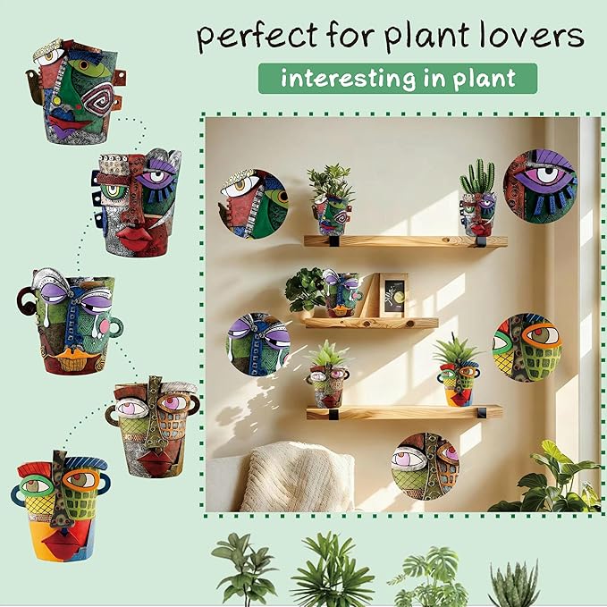 Picasso Abstract Face Flower Pot, Unique Resin Crafted Planter - Image 3