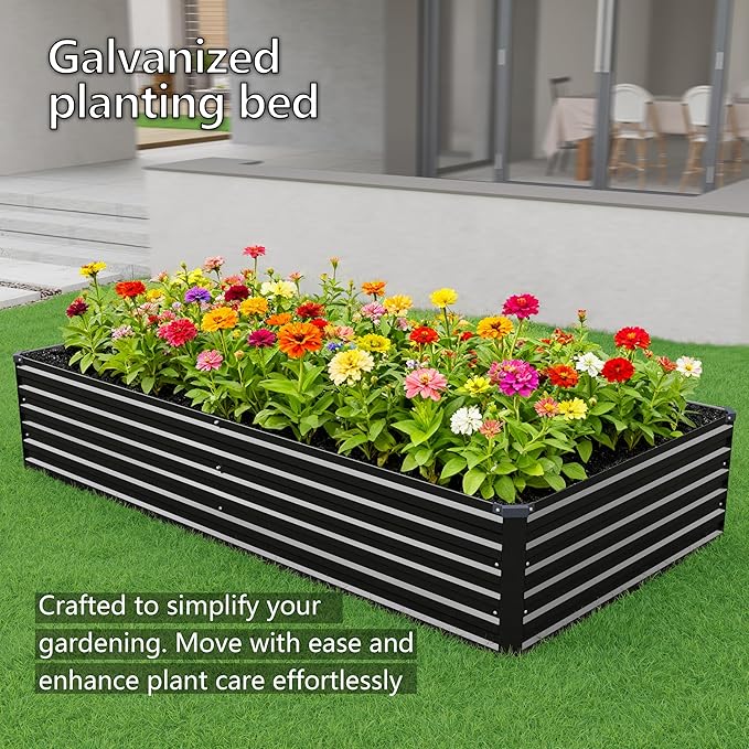 12x4x1.5FT Galvanized Raised Garden Bed, Vegetable Boxes-Rectangle Metal Flower - Image 7