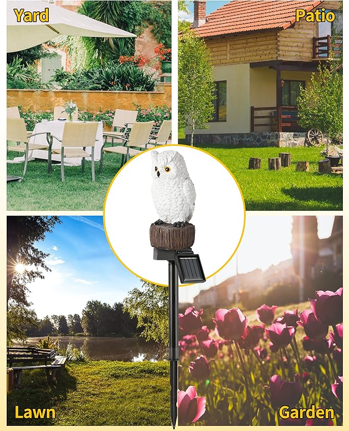 iStatue Owl Solar Decorative Garden Stake Lighting, Waterproof Cute Animal - Image 7