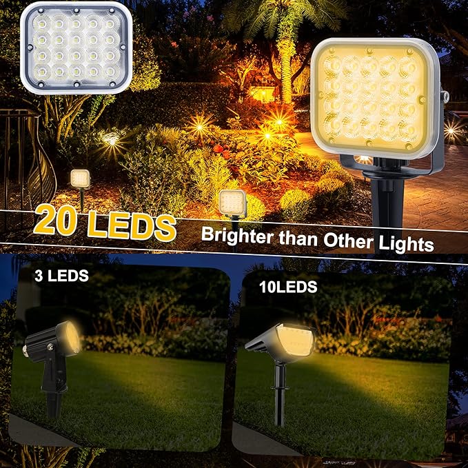 Solar Spot Lights Outdoor, 20 LED IP65 Waterproof Solar Landscape Spotlights - Image 5