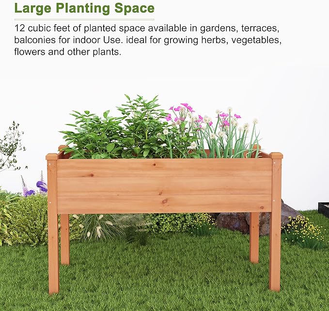 BIRASIL Outdoor Raised Garden Bed, Wood Planter Box - Image 3