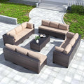 Kullavik 14 Pieces Outdoor Patio Furniture Set PE Wicker Rattan Sectional Sofa by KULLAVIK
