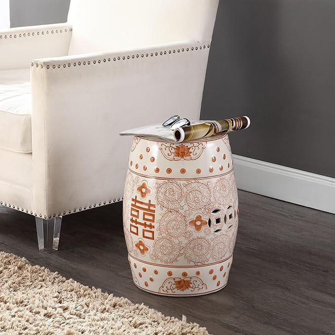 JONATHAN Y TBL1013D Double Happiness 18" Chinoiserie Ceramic Drum - Image 2