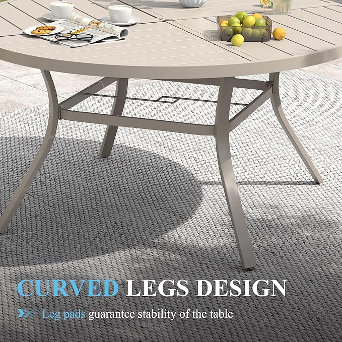 VICLLAX Patio Table and Chair Set of 10, All Weather Metal Round Outdoor Dining - Image 6