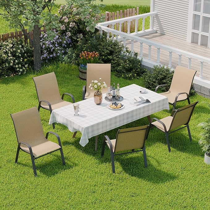 Patio Chairs Set of 6, Outdoor Dining Chairs Stackable - Image 4