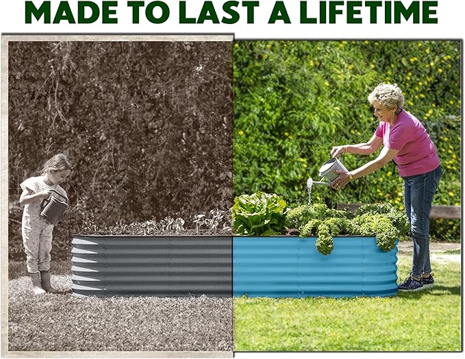 9-in-1 Galvanized Steel Raised Garden Bed // 8×2×1.5 ft Modular Planter - Image 4