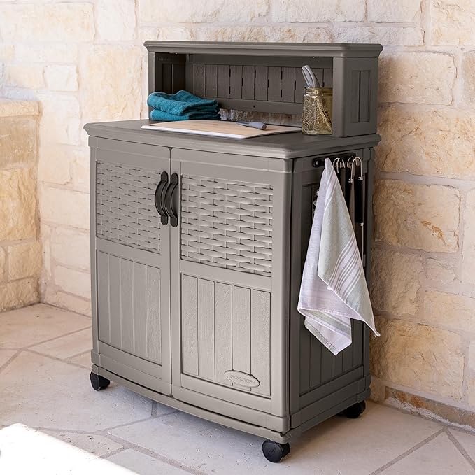 Suncast Patio Plastic Storage and Prep Station - Image 12