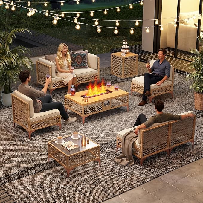 LYNSLIM Outdoor Patio Furniture Set, Wicker Outdoor Sectional Set - Image 6