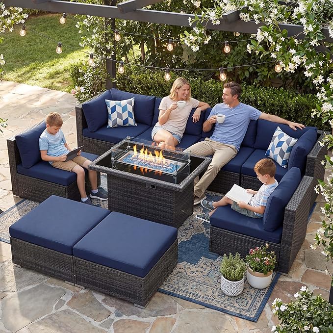 NICESOUL 9 Piece Oversized Outdoor Patio Furniture Set, 29.3'' High Back Comfy by NICESOUL