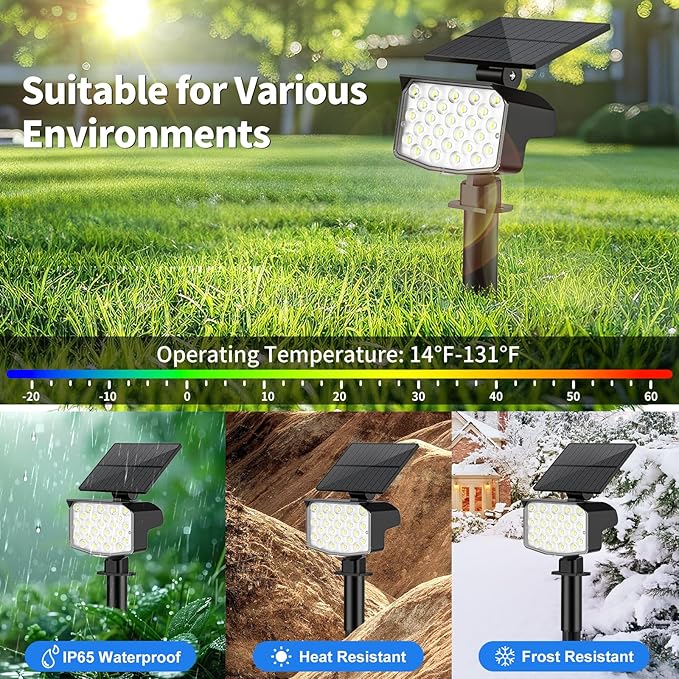 Solar Spot Lights Outdoor Waterproof Adjustable Solar Powered Landscape Lights - Image 4