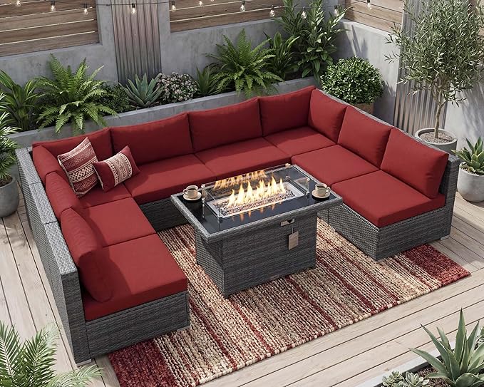 NICESOUL 9 Piece Plus Size Outdoor Patio Conversation Set - Image 2