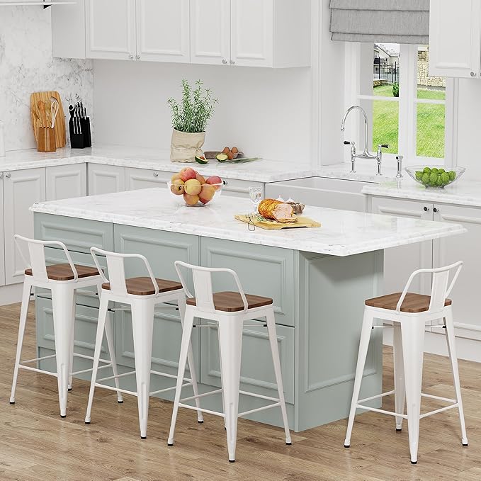 Yongchuang 24 inch Metal Bar Stools Set of 4 Counter Height Barstools Farmhouse - Image 5