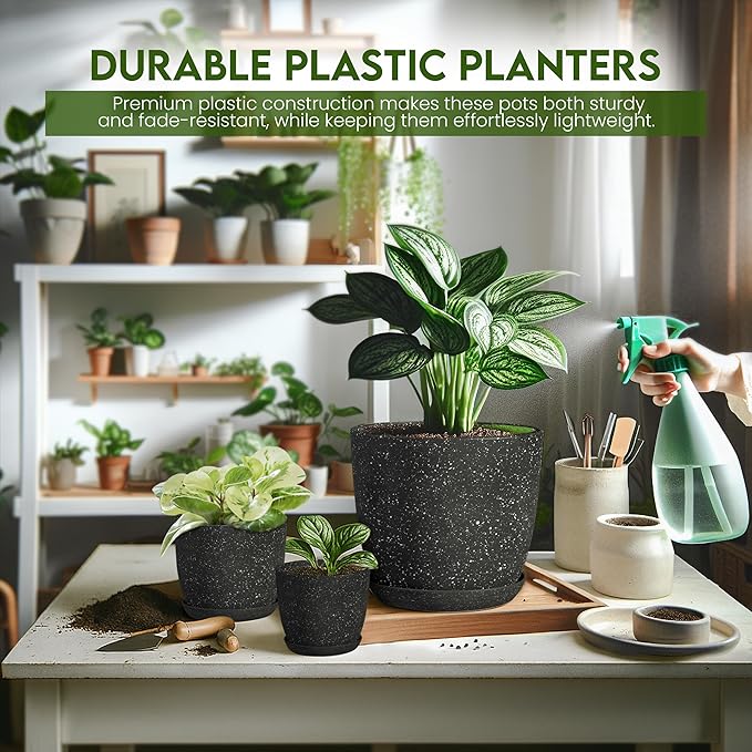 Utopia Home - Spotty Plant Pots Indoor - 7/6.6/6/5.3/4.8 Inches Flower Pots - - Image 6