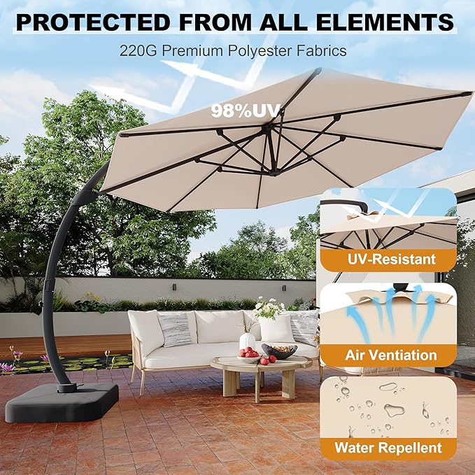 GarveeLife 11FT Cantilever Patio Umbrella - Image 4