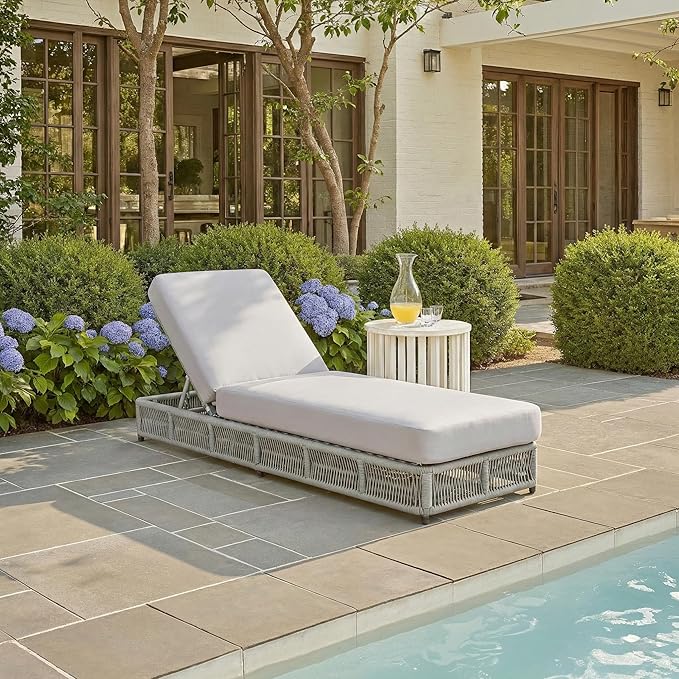 SAFAVIEH Outdoor Collection Gillian Grey Rope/Grey Cushion Chaise Lounge Chair - Image 2