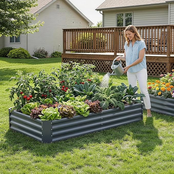 ZORMY 2Pack 6×3×1ft Galvanized Raised Garden Bed Kit, Metal Planter Boxes - Image 3