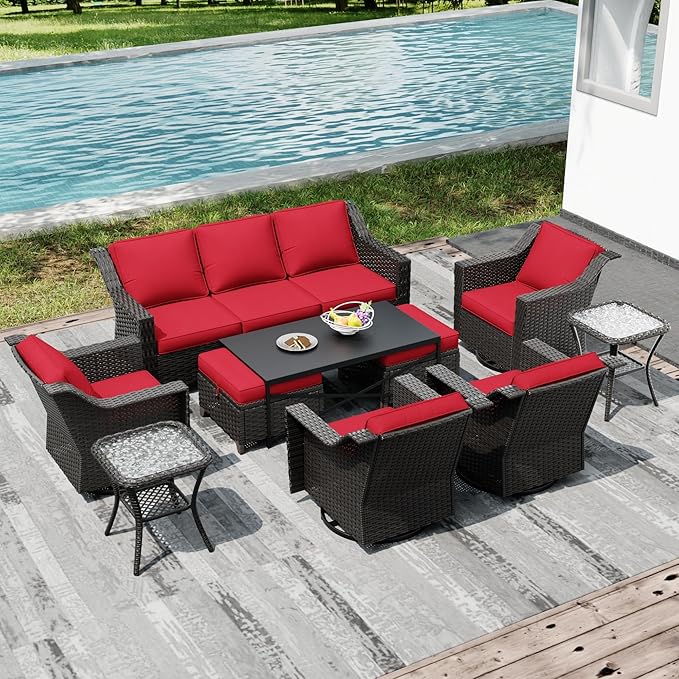 Joyside Wicker Patio Furniture Sets, 10 Pieces Upgraded Large Size Outdoor - Image 7
