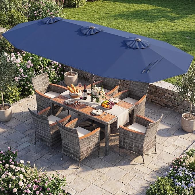 Tangkula 9 Pieces Rattan Outdoor Dining Set - Image 2