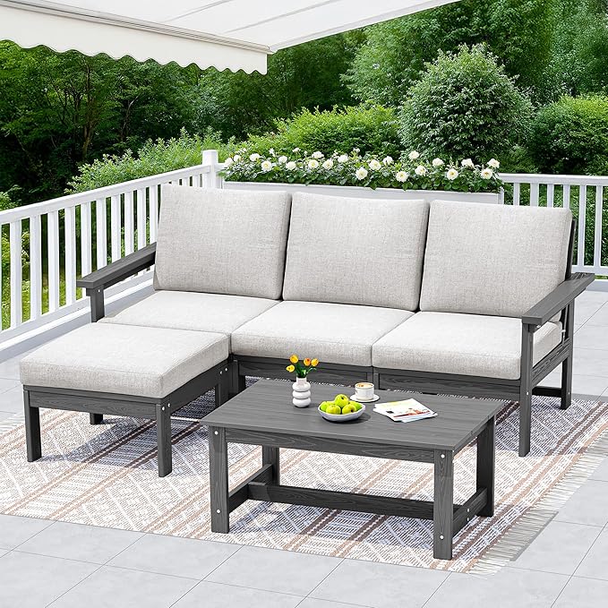 SERWALL Outdoor Sectional Sofa Set, 5-piece Outdoor Modula Couch Set - Image 4