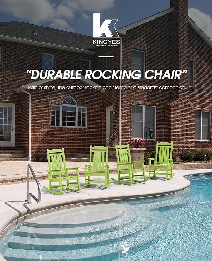 KINGYES Outdoor Rocking Chair Set of 2, High Density Polyethylene Patio Rocking - Image 8