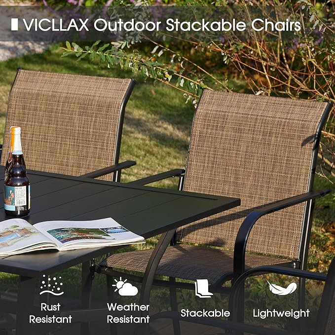 VICLLAX Patio Dining Set for 4, Outdoor Furniture Set Includes 1 Square Patio - Image 4