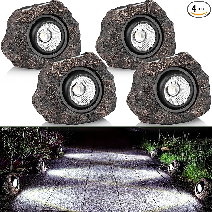 Solar Rock Lights Outdoor Garden Waterproof by Candieslife