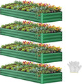YITAHOME 4pcs 12x4x1 ft Galvanized Raised Garden Bed Kit, Large Metal Planter by YITAHOME