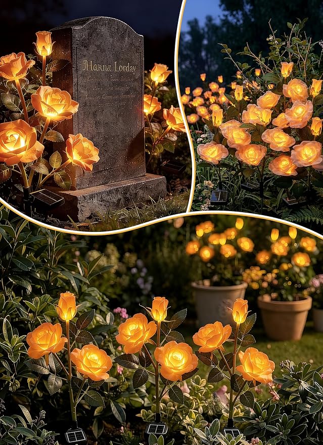 Brightown Outdoor Solar Flower Lights, 4 Pack Solar Garden Light - Image 8