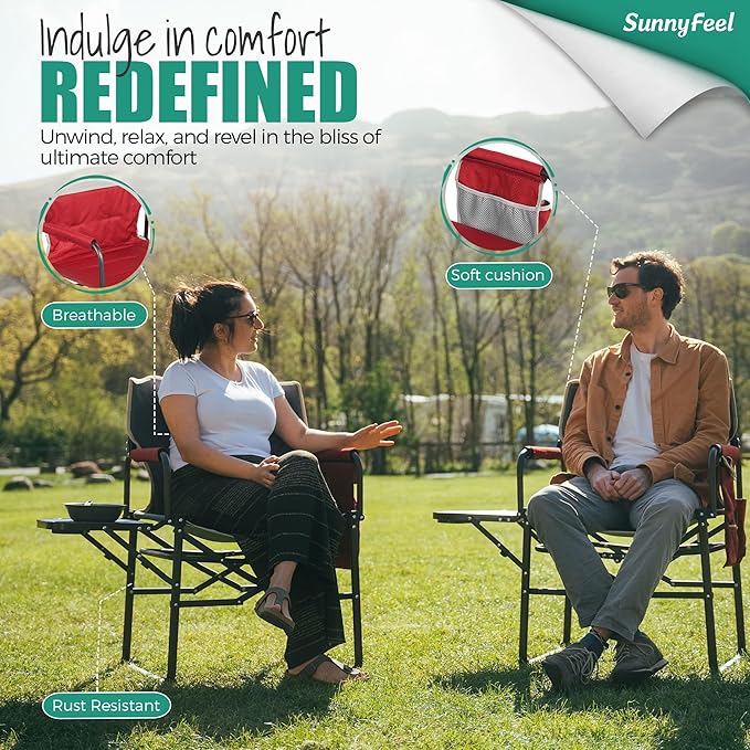 SUNNYFEEL Camping Directors Chair, Heavy Duty, Oversized Portable Folding Chair - Image 5