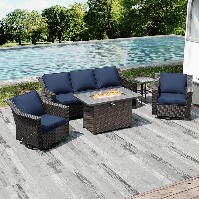 Joyside Wicker Patio Furniture Sets, 5 Pieces Upgraded Large Size Outdoor - Image 7