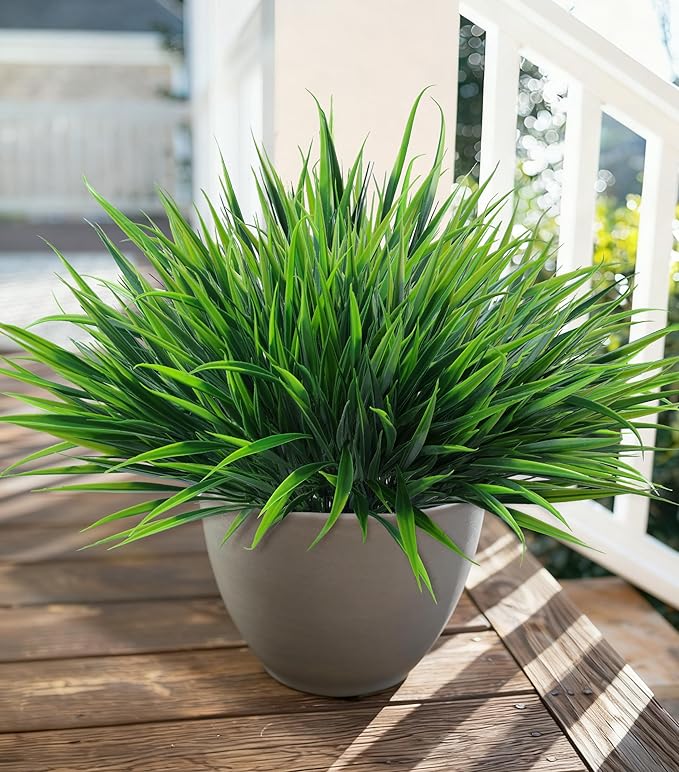 12Pcs Artificial Plants Outdoor Fake Plastic Grass Spring Decoration UV by Ivydale