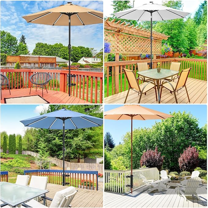 Heavy Duty Deck Railing Umbrella Holder, Adjustable Patio Umbrella Stand - Image 7