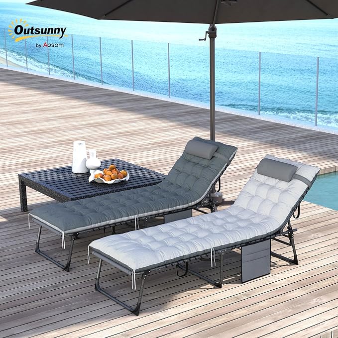 Outsunny Chaise Lounge Chair Outdoor Set of 2, 5-Position Adjustable Outdoor - Image 2