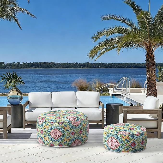 LVTXIII Indoor/Outdoor Extra Large Inflatable Ottoman Pouf D31 x H14 Inch - Image 6