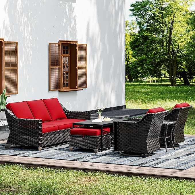 Joyside Wicker Patio Furniture Sets, 7 Pieces Upgraded Large Size Outdoor by Joyside