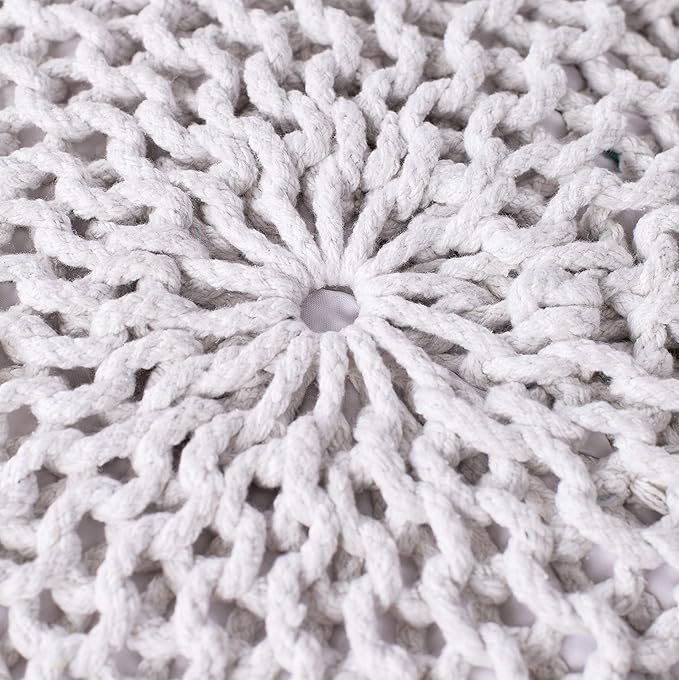 BIRDROCK HOME Round Pouf Ottoman | Cotton Braided Foot Stool - Image 7