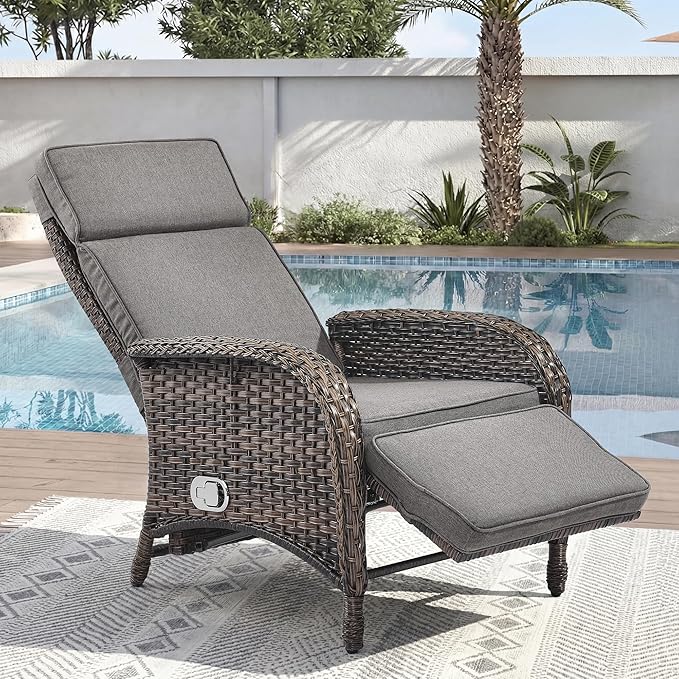 Zero Gravity Wicker Patio Recliner Chair by JelwalyPatioFurnitureSet