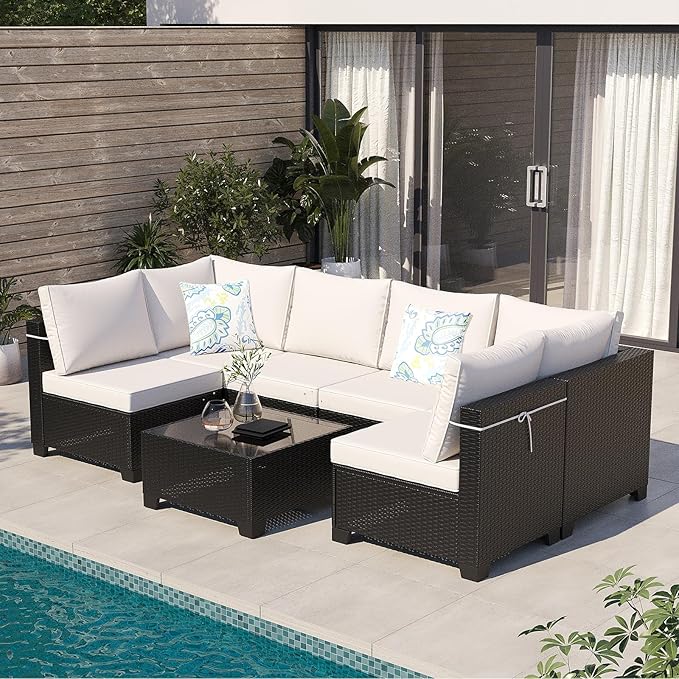 Outdoor Wicker Patio Furniture Set, Rattan Sectional Sofa Set - Image 7