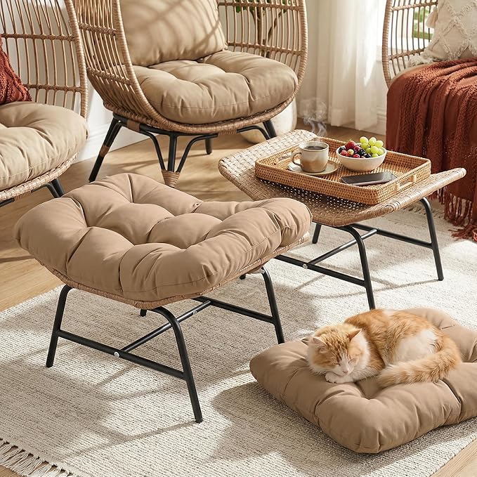 NICESOUL Indoor Outdoor Ottoman Set of 2, Large Wide Double Patio Footstool - Image 8