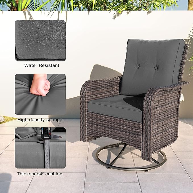 Kullavik 11 Pieces Outdoor Patio Furniture Set, PE Wicker Rattan Sectional Sofa - Image 6
