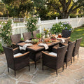 Wisteria Lane 10-Pieces Outdoor Patio Table and Chairs, Rattan Patio Table Set by WisteriaLane