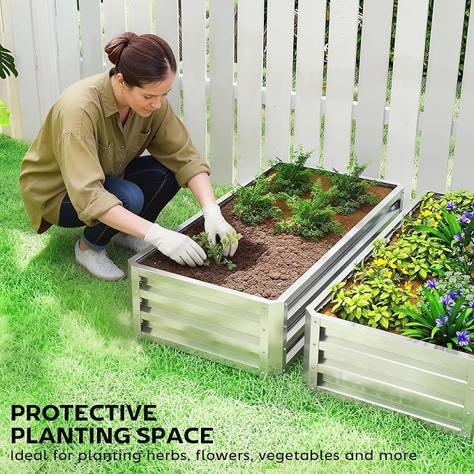 Outsunny Galvanized Raised Garden Bed, - Image 5