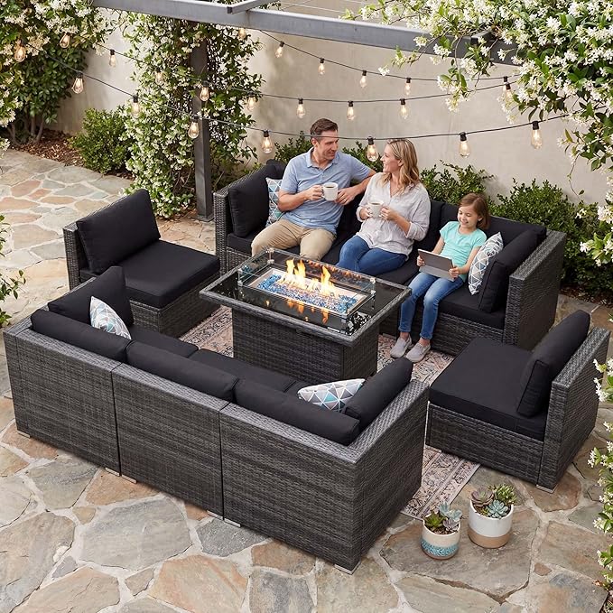 NICESOUL 9 Piece Outdoor Patio Sectional Furniture Set by NICESOUL