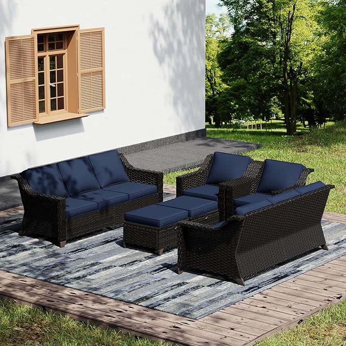 Joyside Wicker Patio Furniture Sets, 6 Pieces Upgraded Large Size Outdoor by Joyside