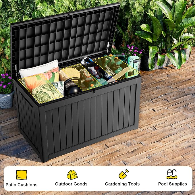 280 Gallon Outdoor Storage Box, Large Resin Deck Box - Image 7