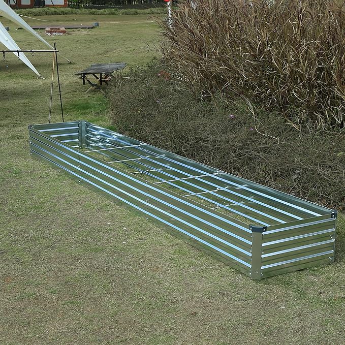 12x2x1ft Galvanized Raised Garden Bed, Outdoor Planter Box Metal Patio Kit - Image 6