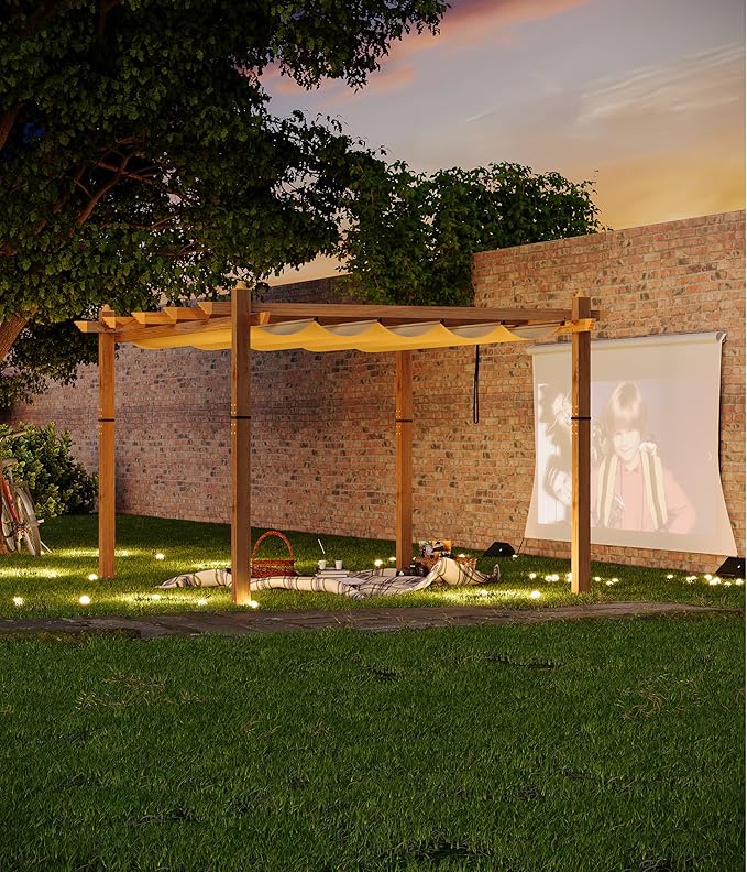 GarveeLife 10 x 13 ft Wood-Grain Outdoor Pergola - Image 7